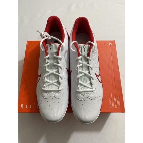 New Mens Size 15 White Red Nike Alpha Huarache Varsity 4 Low Baseball Cleats main image 7